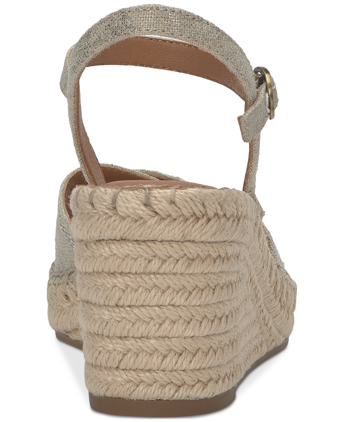 Shop Lucky Brand Women's Candyr Espadrille Wedge Sandals In Natural,platinum Metallic Linen