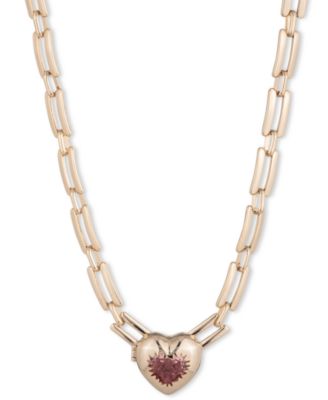 Givenchy Gold-Tone Stone Heart Pendant Necklace 16 3 extender 14290₽
