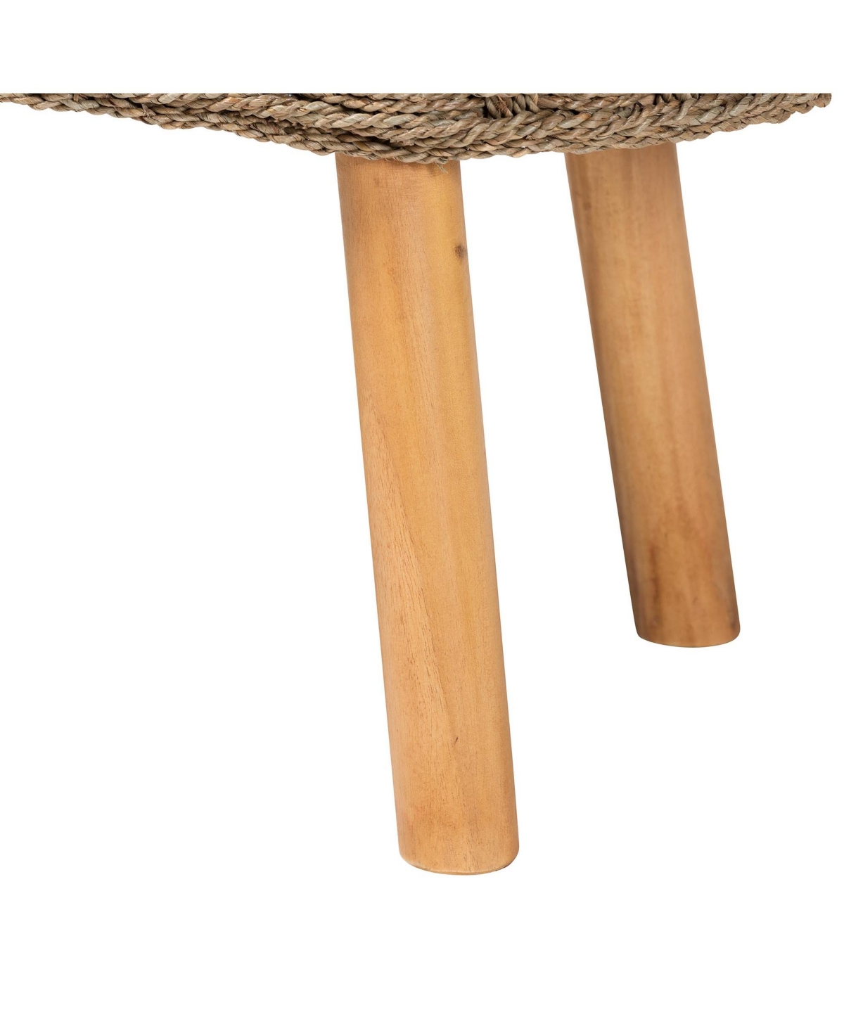bali & pari Denver Modern Bohemian Natural Seagrass and Acacia Wood Accent Bench -natural brown