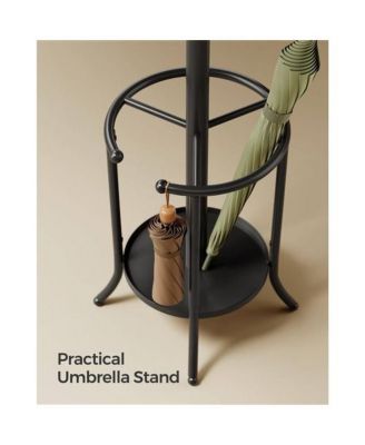 Freestanding Metal Coat Rack – Entryway Storage Stand with Hooks & Built-In Umbrella Holder, Heavy Duty Design
