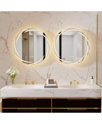 Anti-Fog 3-Color Lighted Wall-Mounted Bathroom Mirror