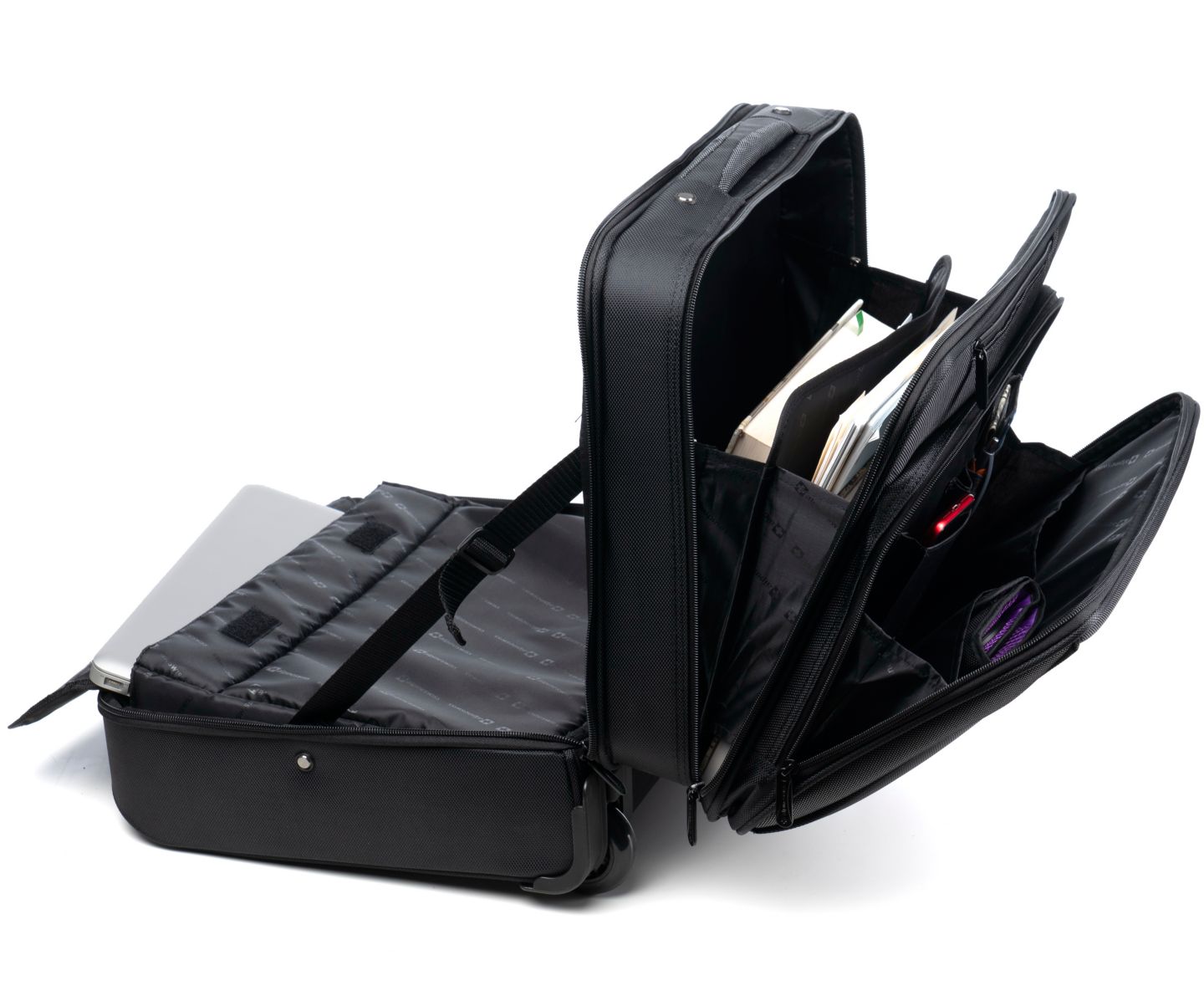 Женская сумка Alpine Swiss Rolling Briefcase Wheeled Overnight Carry on Bag up to 15.6” Laptop, цвет: Чёрный — фото 10