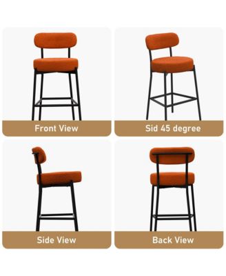 Bar Stools Set of 3, 27 Inches Counter Height Kitchen Bar Stools with Back, Modern Metal Tall Bar Stools for Kitchen Island