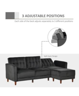 Modern Mid-Century Reversible L-Shaped Sectional Sleeper Sofa - Convertible Couch