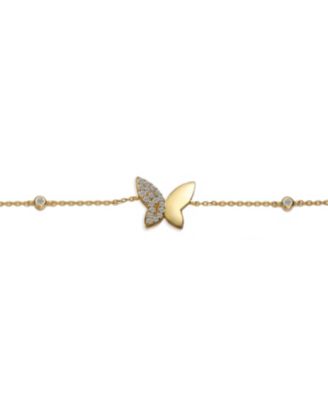 Stunning Teens 14k Gold Plated Cubic Zirconia Butterfly Bracelet