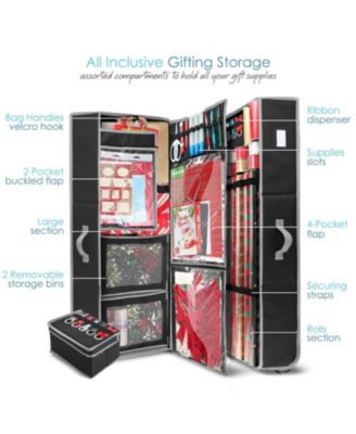 Premium Holiday Gift Wrapping Paper & Accessories Storage Organizer Box - X-Large with Wheels & 2 removable Storage Bins