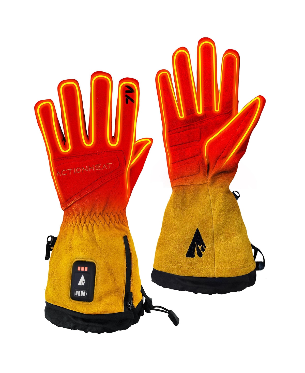 Men's 7V Rugged Leather Heated Work Gloves - Unisex - Black