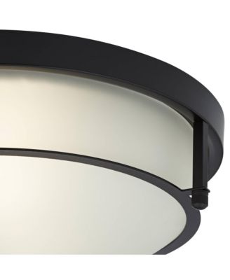 Encina 13" Modern Industrial Flush-Mount Ceiling Light Fixture Kitchen Foyer Hallway Round Black White Glass