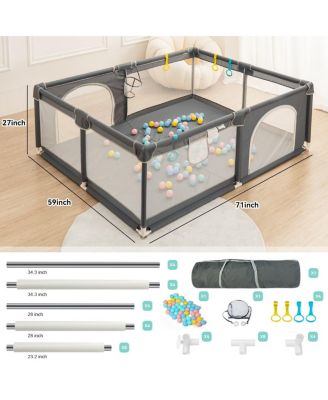 Baby Playpen, 71x59'' Extra Large Baby Playard, Kids Activity Center with Anti-Slip Base, Safety Play Yard for Infants Toddlers