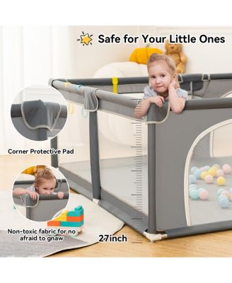 Baby Playpen, 79x79'' Extra Large Baby Playard, Kids Activity Center with Anti-Slip Base, Safety Play Yard for Infants Toddlers