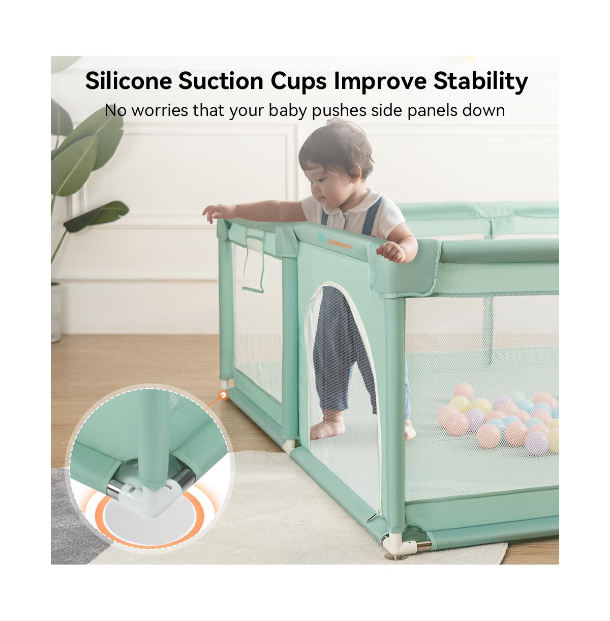 Comomy Baby Playpen, 71x79'' Extra Baby Playard, Kids Activity Center with Anti-Slip Base, Safety Play Yard for Infants Toddlers