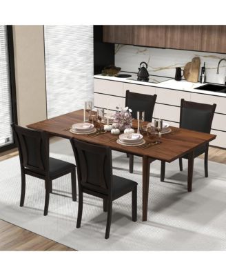 Set of 2 Faux Leather Padded Seat Rubber Wood Legs Upholstered Dining Chairs