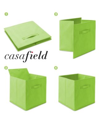 Set of 6 Collapsible Fabric Storage Cube Bins, Beige - 13" Foldable Cloth Baskets for Shelves and Cubby Organizers