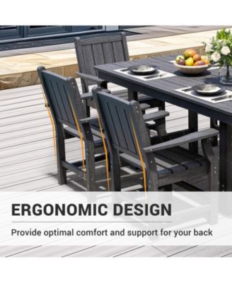 Gray 5/7-Piece HDPE Plastic Patio Outdoor Dining Set with Arm Chairs