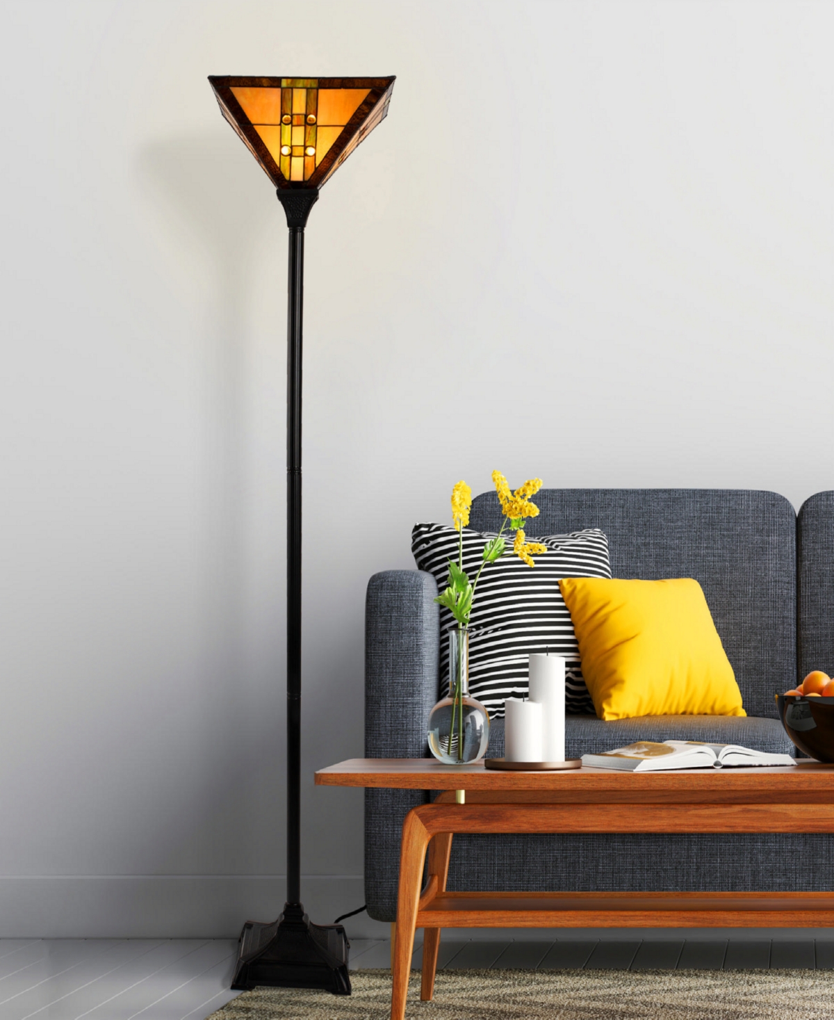 Shop Lavish Home 71" Mission Style Led Banker's Floor Lamp In Brown