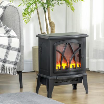 Electric Fireplace Heater with Realistic LED Flames and Logs