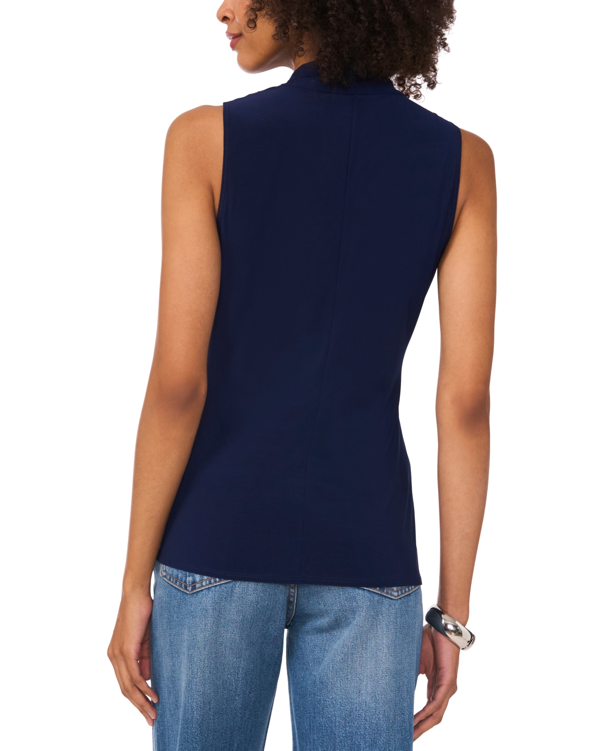Shop Vince Camuto Women's Crossover Wrap-front Sleeveless Top In Classic Navy