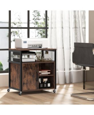 File Cabinet on Wheels with Charging Station and Cable Management Hole