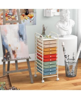 10 Drawer Rolling Storage Cart Organizer with 4 Universal Casters