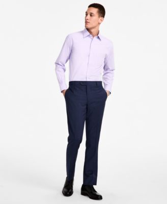 Men's Regular Fit Non-Iron Spread Collar Solid Pinpoint Dress Shirt