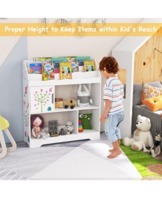 Kids Toy Storage Organizer with Book Shelf and Storage Cabinet