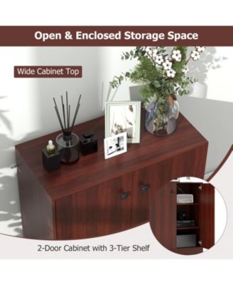2-Door Modern Floor Storage Cabinet with 3-Tier Shelf