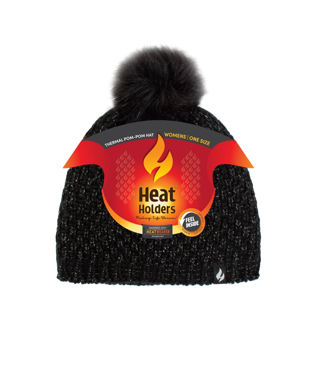 Heat Holders Corsica Basket Weave Pom-pom Hat In Black
