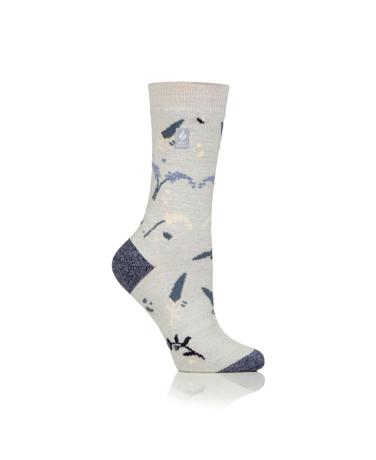 Heat Holders Ultra Lite Eloise Floral Crew Sock In Light Gray
