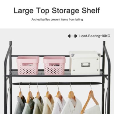 Metal Clothes Rack: Garment Hanging Storage Shelf Shoes Stand for Bedroom Living Room