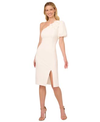 Adrianna Papell - Women's One-Shoulder Scuba Sheath Dress