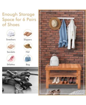 3 Tier Bamboo Bench Storage Shoe Shelf