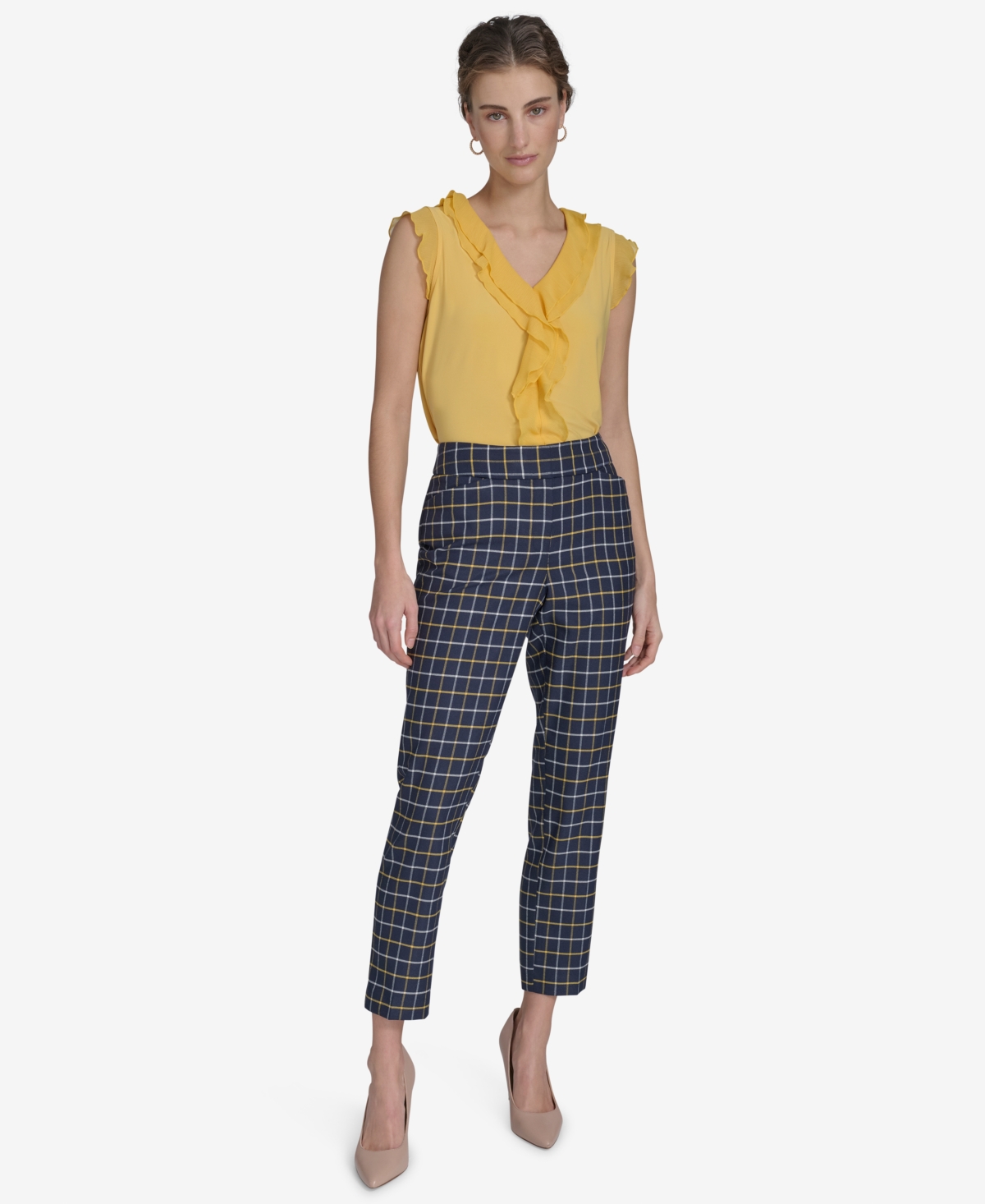Tommy Hilfiger Women's Plaid-print Slim-fit Ankle Pants In Midnight Multi