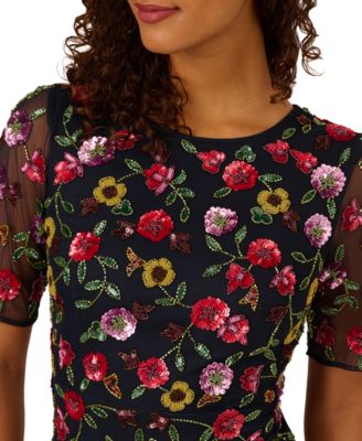 Women's Embellished Mesh Midi Dress