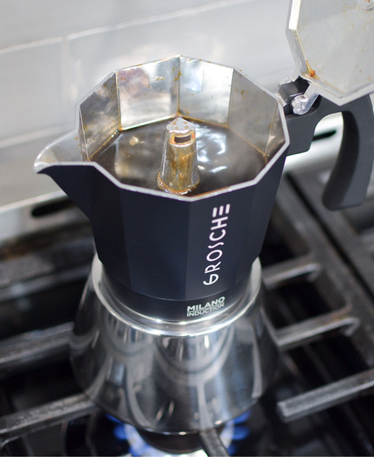 Grosche Milano Induction Stovetop 6 Cup Espresso Maker Moka Pot In Black