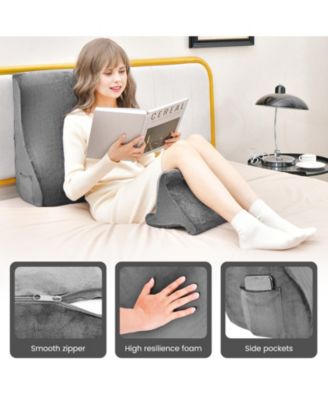 Bed Wedge Pillow with Tablet Pillow Stand and Side Pockets