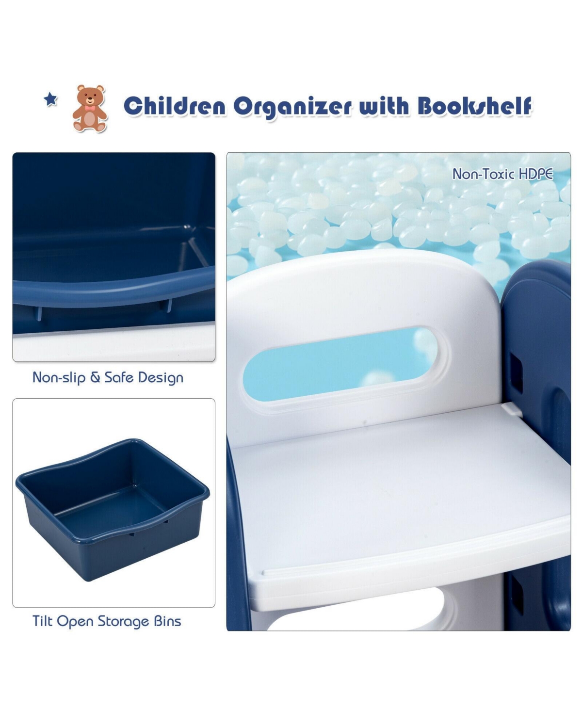 Kids Toy Storage Organizer with Bins and Multi-Layer Shelf for Bedroom Playroom