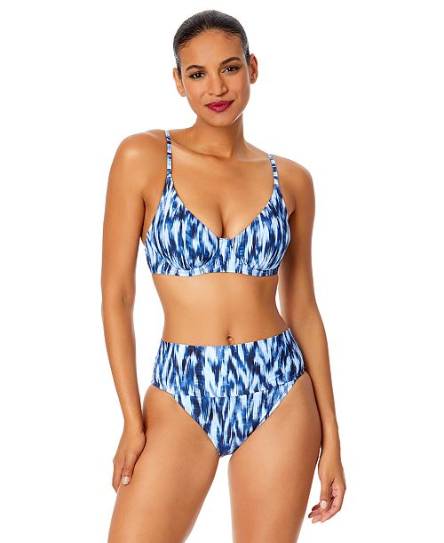alfani Anne Cole Women's Printed Underwire Bikini Top & Soft Band High-Waisted Bottoms Women's Fashion Shoes & Accessories