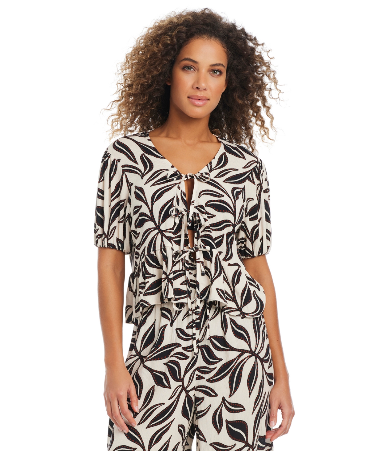 Women's Resort Daze Tie-Front Top Swim Cover-Up, Exclusively at Macy's - Ivory