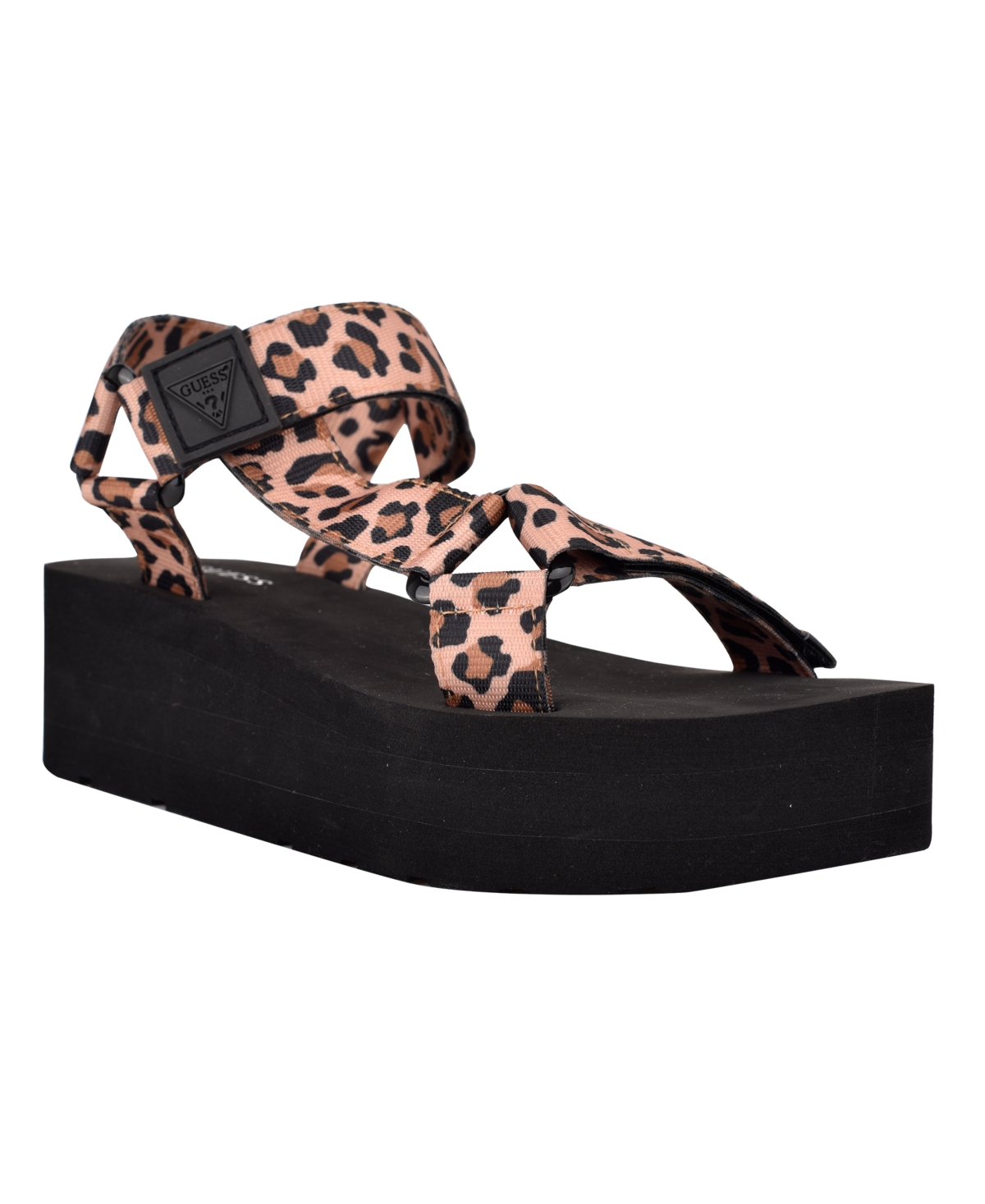 Guess Women's Avin Logo Sport Sandals In Black,leopard