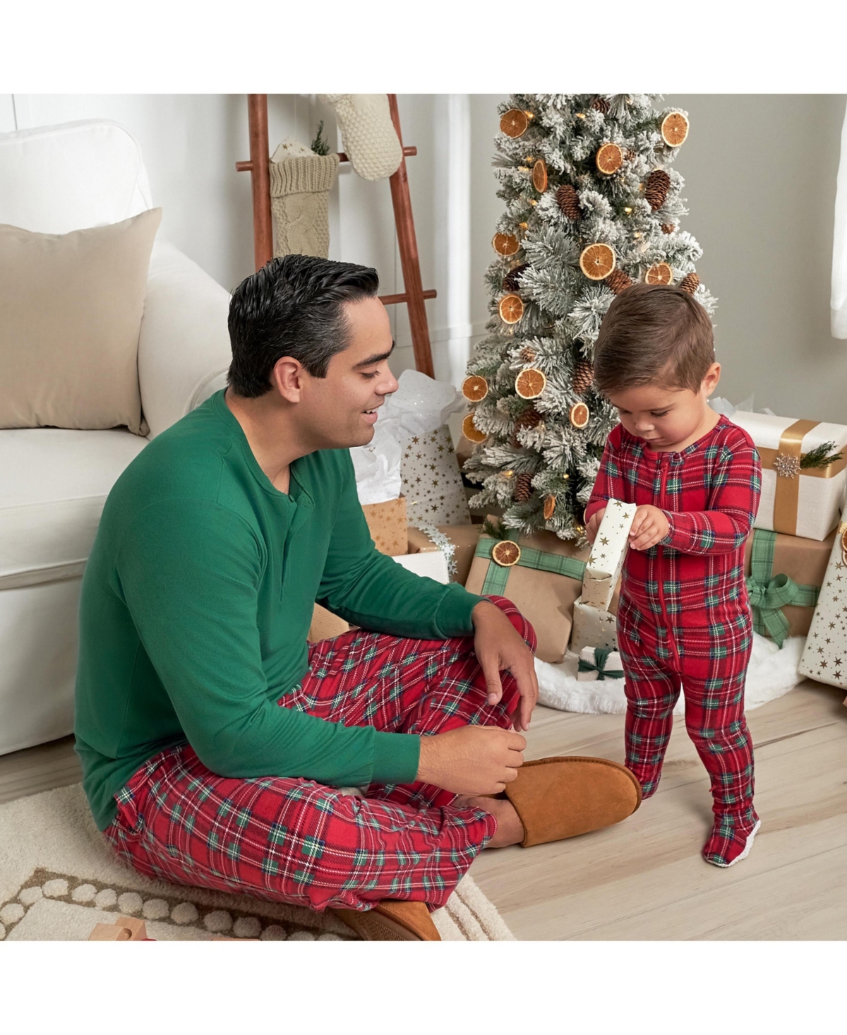 Gerber Toddler Boys Holiday Family Pajamas Neutral One Piece Pajamas