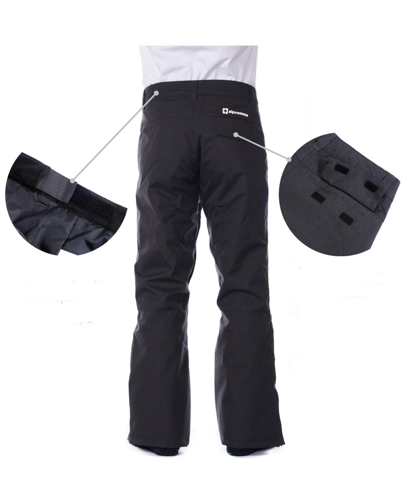 Мужские брюки Alpine Swiss Waterproof Ski Snowboarding Pants Insulated Winter Snow Pants, цвет: Чёрный — фото 3