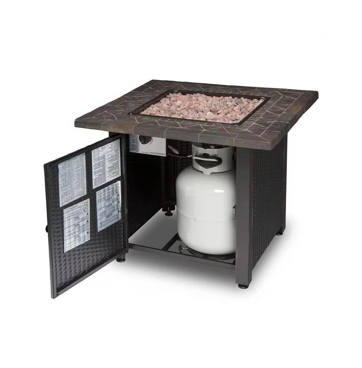 Slickblue 30-inch OutdoorLp Propane Gas Fire Pit with Lava Rocks and Cover - Bronze