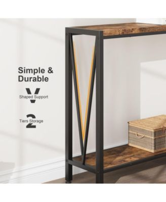 Console Table,2-Tier Entryway Table Featuring Ample Storage, Narrow Sofa Table with a V Design, Measuring 43" – Ideal for Your Entryway, Living Room, Hallway, Foyer, Corridor, or Office