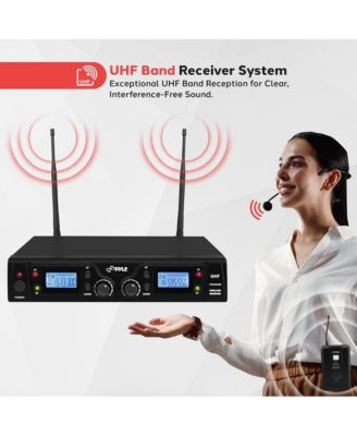 UHF Wireless Microphone System Kit with (2) Body-Pack Transmitters, Headset & Lavalier Mics, Rack Mountable
