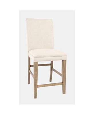 Modern Rustic Distressed Solid Wood Upholstered Parsons Stool (Set of 2