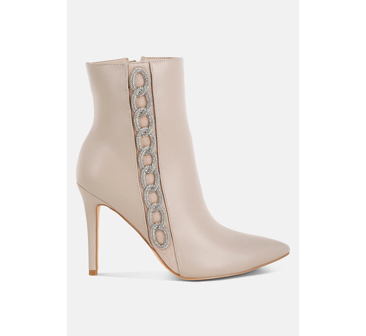 London Rag Kalina Rhinestones Chain Detail Boots