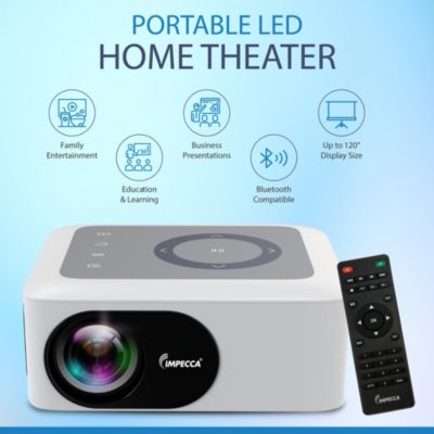 Portable Home Theater Projector, 80 ANSI Lumens, 720P, up to 120”