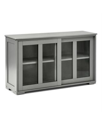 Wood Storage Cabinet with Glass Sliding Doors - Buffet Sideboard for Kitchen, Dining Room, or Living Room