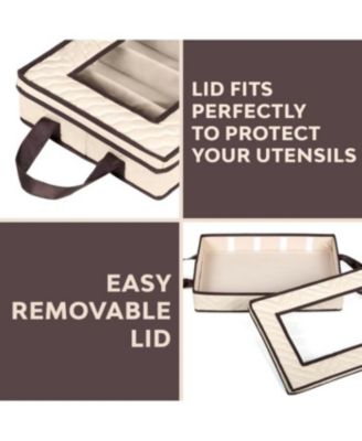 Flatware Storage Case for cutlery - Holds a 12 Serving Set in 5 compartments