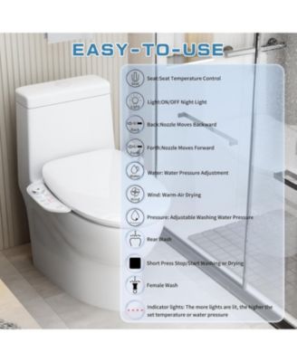 Electric Bidet Toilet Seat with Side Panel, Elongated Heated Toilet Seat